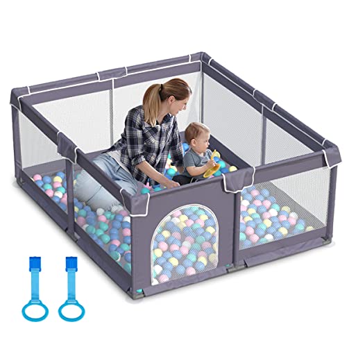 Baby Playpen for Toddler 50”x50” - Kids Playyard Activity Center - Sturdy, Easy to Assemble, Big Enough Area to Move Around - Babies Fences with Gate - Infant Play Yard Pen with Anti-Slip Base