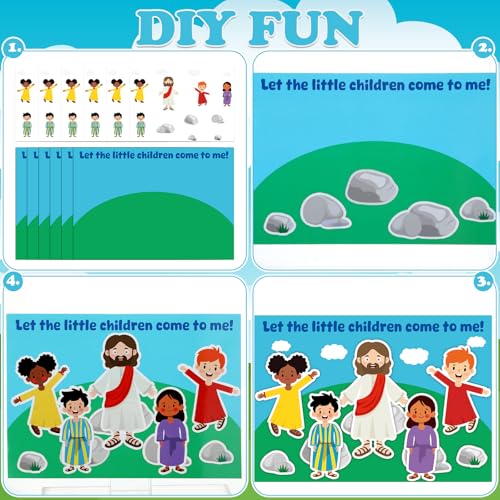 Tinlade 24 Sets Jesus and the Children Card Paper Craft Kit for Kids, DIY Christian Cards with Stickers Crafts for Sunday School Church Events Religious Education Home Activities by Tinlade - Image 3