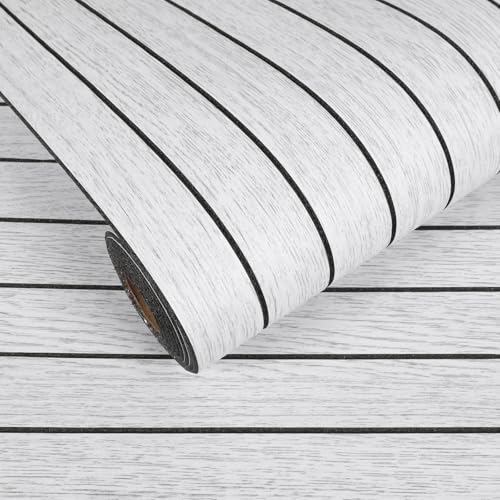 VEELIKE Whitewashed Oak Wood Wall Panel Peel and Stick Foam Slat Panels for Bedroom Living Room 17''x118'' Removable Self Adhesive 3D Slat Wood Wallpaper for Interior Wall Decor TV Backdrop Ceiling