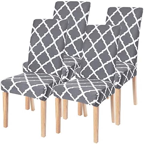 JuneJour Dining Chair Covers Set of 4 Stretch Removable Washable Kitchen Chair Slipcovers Elastic Spandex Fabric Chair Seat Protector Covers for Dining Room Living Room Hotel Ceremony