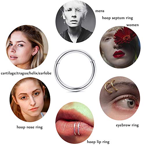 Jstyle 5 Pcs a Set 316L Stainless Steel Septum Piercing Nose Hoop Clicker Ring Hypoallergenic 16G 18G 20G by Jstyle - Used condition - Image 6