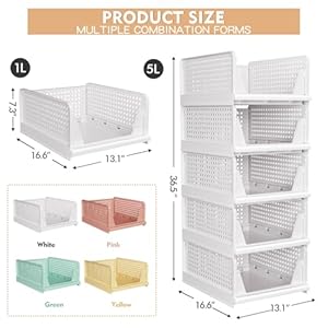 5 Pack Folding Closet Organizers Storage Box, Stackable Plastic Storage Basket, Closet Organizers and Storage Drawer Shelf Storage, Storage Container for Cupboard Kitchen Bathroom, White 5 Pack Folding Closet Organizers Storage Box Stackable Plastic Storage Basket Closet Organizers and Storage Drawer Shelf Storage Storage Container for Cupboard Kitchen Bathroom White