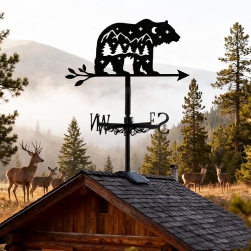 Girouette en métal extérieur ours : indicateur de direction du vent jardin - 8