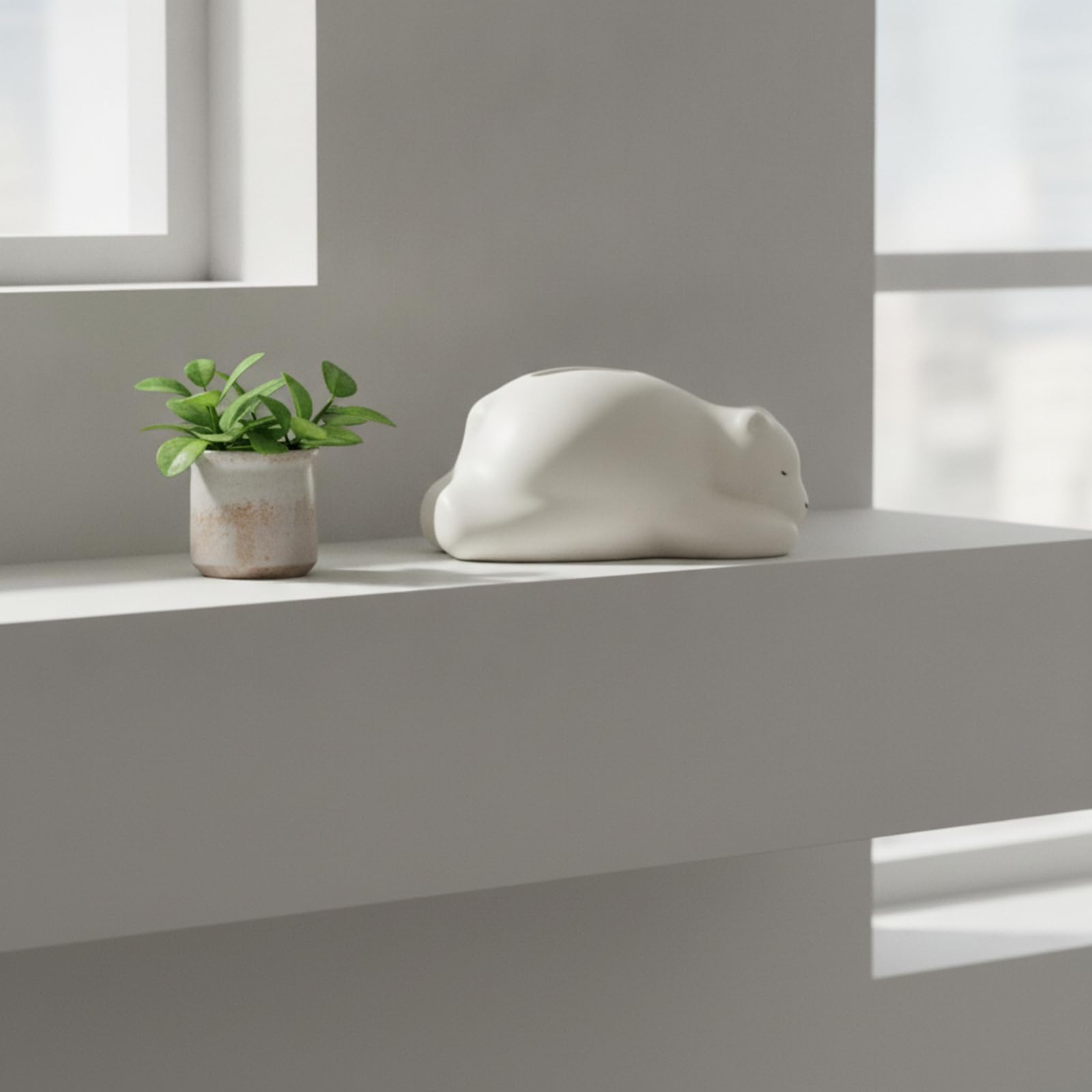 Soporte Pañuelos con Forma Ártico Reclinado Morno Dispensador Cerámica con Figura Ártico Resguardado Polvo para Escritorio