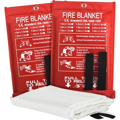 Ougist 2 Pack Emergency Fire Blanket for Home and Kitchen, 40"x40" Fire Blankets for Safety, Fiberglass Flame Suppression for Grill, RV & Camping, Peace of Mind for Your Family