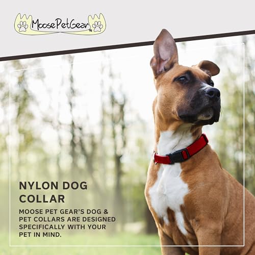 Image of Dog Collar - Colored Adjustable Pet Collars, 3 /4 Inch Wide, Medium, Dark Red
