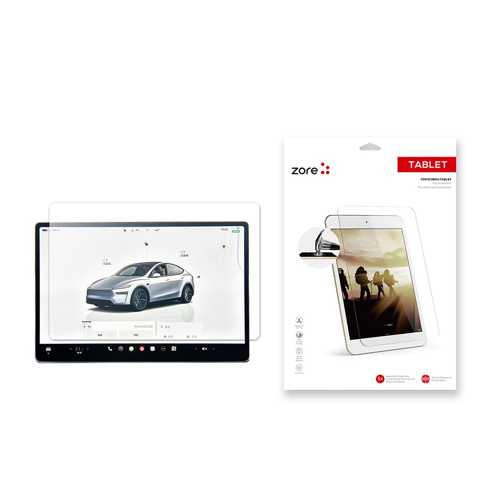 Zore Tesla ile uyumlu Model Y Yeni Seri 2in1 Nano Araç Multimedya Ekran Koruyucu Şeffaf