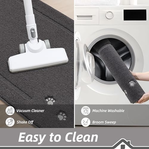 BEQHAUSE Dog Door Mat for Dirty Wet Paws 32"x48", Absorbent Dirt Trapper Entryway Rug Non-Slip Washable Welcome Mat Soft Stain Resistant for Dogs Entry Indoor Door Mat, Dark Grey — view 6