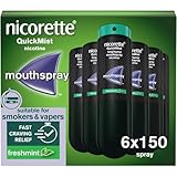 Nicorette QuickMist Mouthspray, Freshmint (6 x 150 Sprays) Smoking or Vaping Cessation Aid, designed to start reducing cravings in 30 seconds (Quit Smoking or Quit Vaping Aid)
