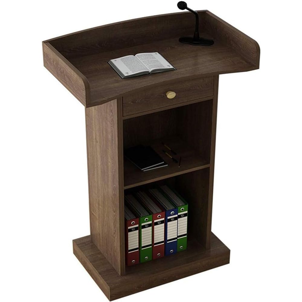 DUANHOZ Wooden Floor Standing Podium Lectern Stand with Drawer for Conference Church Auditorium Receptions