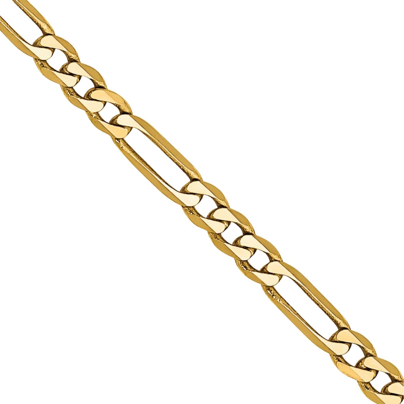 IceCarats 14K Solid Yellow Gold 1.8mm Thin Flat Figaro Chain Necklace Polished