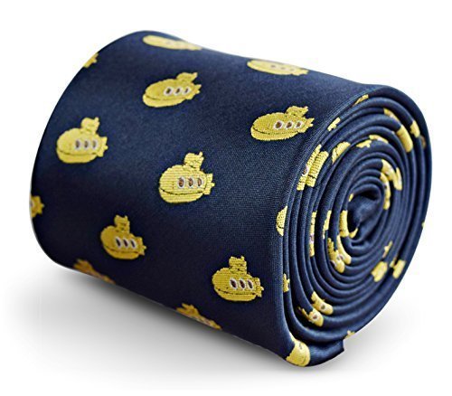 Frederick Thomas Navy Blue tie with Yellow Submarine Design