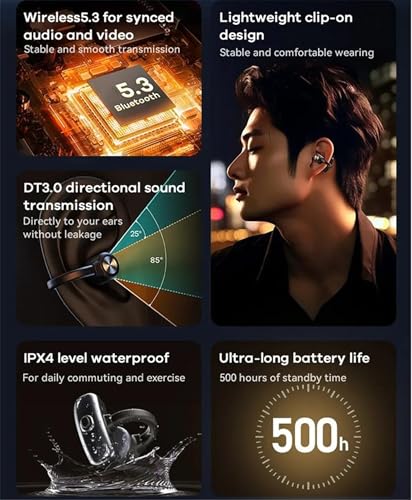 Auriculares inalámbricos Bluetooth con conducción ósea abiertos miniatura 3