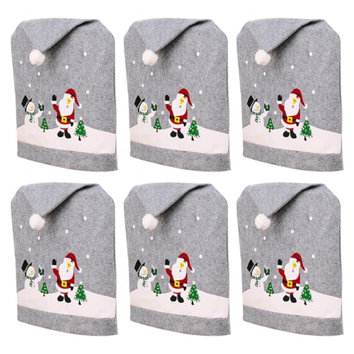 Housse de dossier de chaise Père Noël gris Morain pour fête