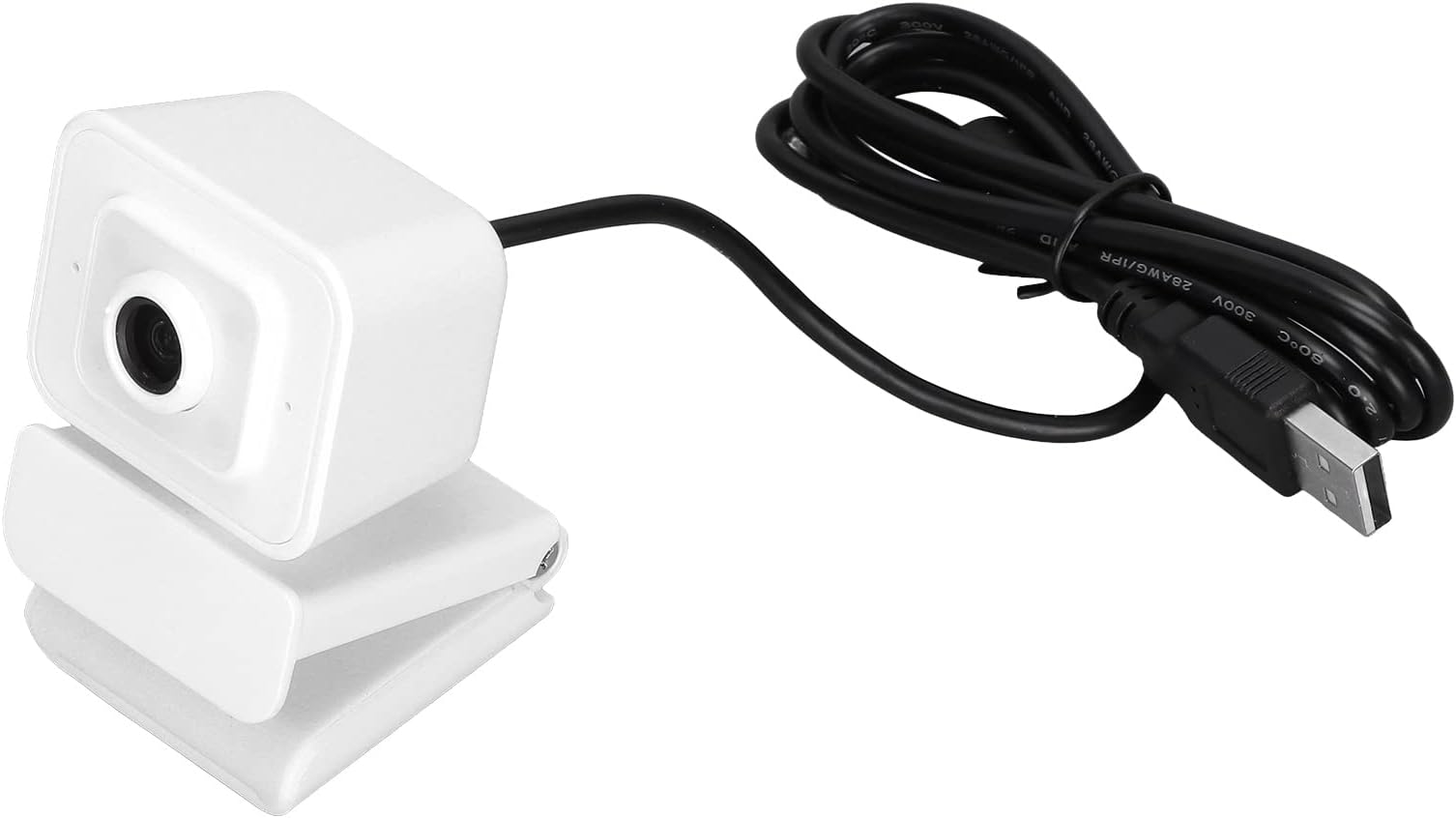 White Web Cam 1080P 30fps 360 Degree Rotation USB Computer Webcam for Live Broadcast Online Class Meeting with Microphone for Win10 Win7 Vista OS X System