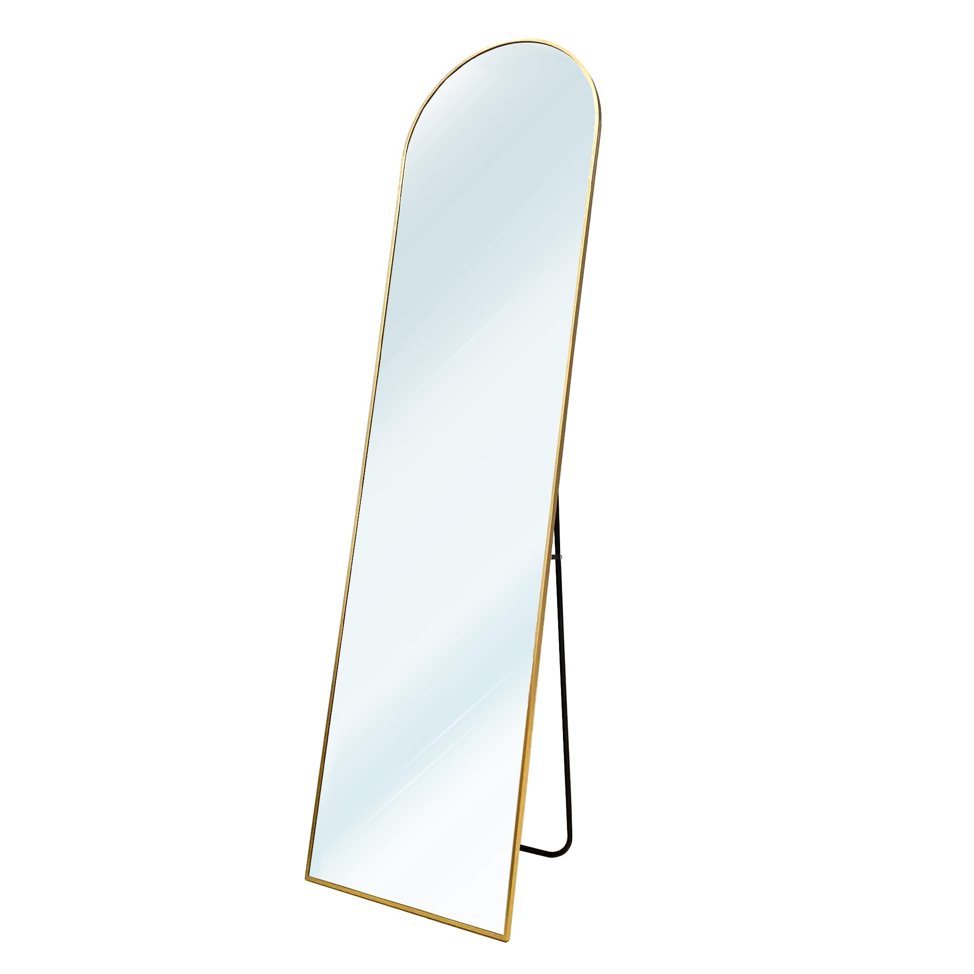 Nyana Espejo de Pie Metálico Metal Round Home | Cuerpo Entero 150x40 o 160x50 cm | Soporte Ajustable y Marco de Aleación Metálica | Diseño Moderno y Elegante | Gran Formato HD (150x40 cm)