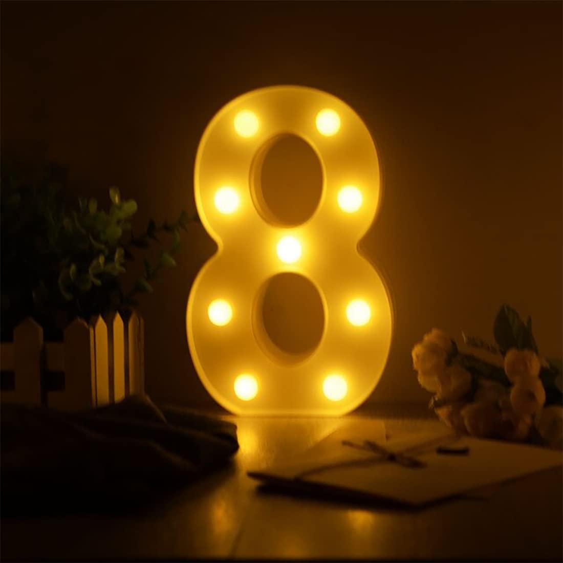 Marquee Number Light Letters for Room Decor - (8) LED Lights for Room Decoration - Aesthetic Decorations