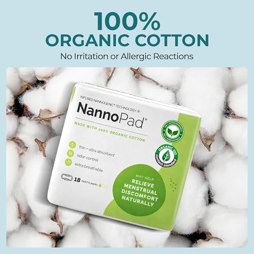 Image of Organic Panty Liners for Women - 100% Organic Cotton Pantiliners for Daily Use - Unscented, No Dyes, No Chlorine, Hypoallergenic - Ultra-Thin, Light Absorbency - (1 Pack, 18 Count) 6.1″