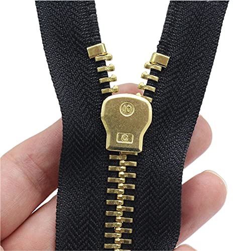 Yahoga #10 24 Inch Brass Separating Jacket Zipper Y-Teeth Metal Zipper Heavy Duty Metal Zippers For Jackets Sewing Coats Crafts (24" Brass） #TOP2