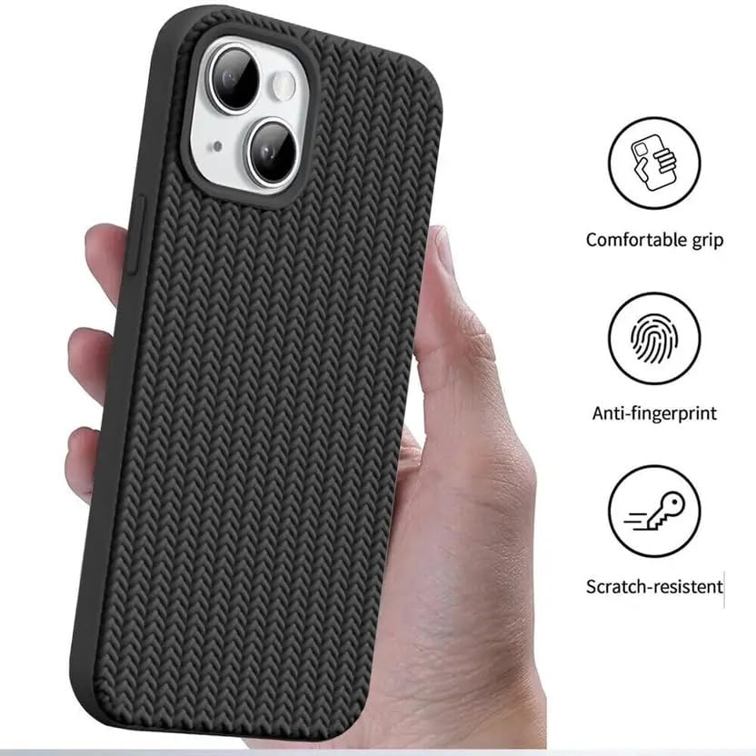Image of Compatible with iPhone 15 Plus | Premium Textured Microfiber Candy Protective Case | Shock-Absorbing Back Cover with Enhanced Camera Guard (Black)