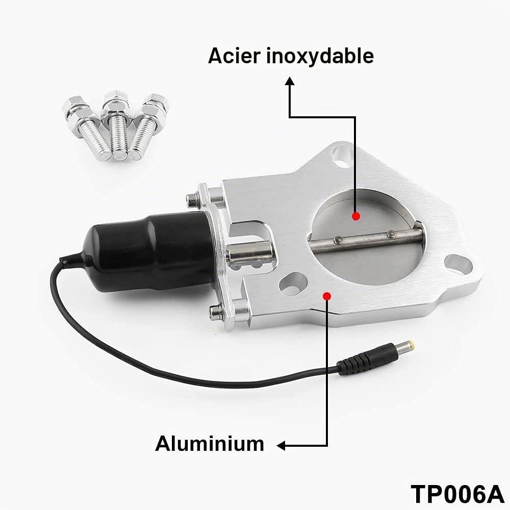 Riloer Kit de systèmes de tube diagonal d'échappement électrique 2,25 "/57 mm 12 V, avec vanne de télécommande pour moteur à essence en aluminium