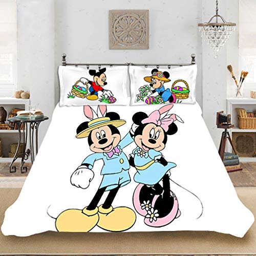 DCWE Disney Mickey & Minnie - Juego de cama reversible, funda nórdica