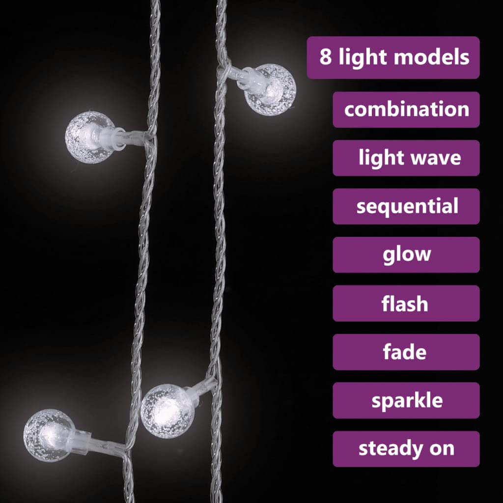 SKM Lichterkette Kugeln 40 m 400 LED Kaltweiß 8 Funktionen,1,74 KG,328815