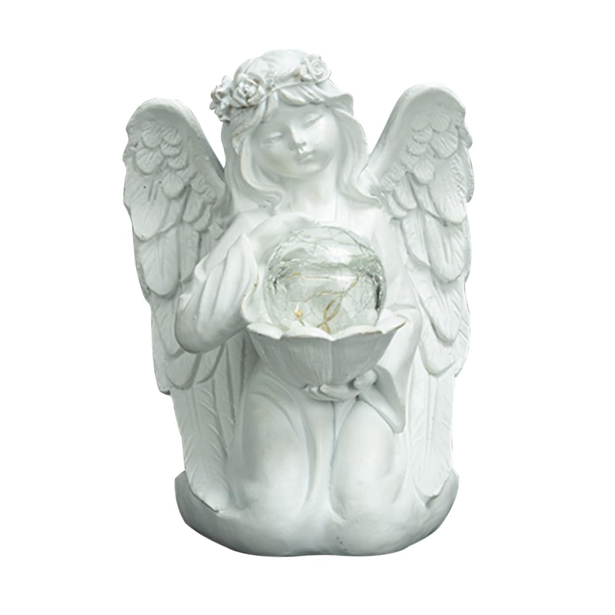 Ciieeo Statua Di Angelo Decorativa Luminosa in Resina Per Giardino Cortile Patio Balcone e Casa Ornamento Decorativo Da Esterno