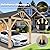 LVUYOYO 10' x 12' Wood Gazebo, Outdoor Hardtop Gazebo, Galvanized Steel Gable Roof Pergola, Outdoor Pavilion for Patio, Backyard, Garden, Deck