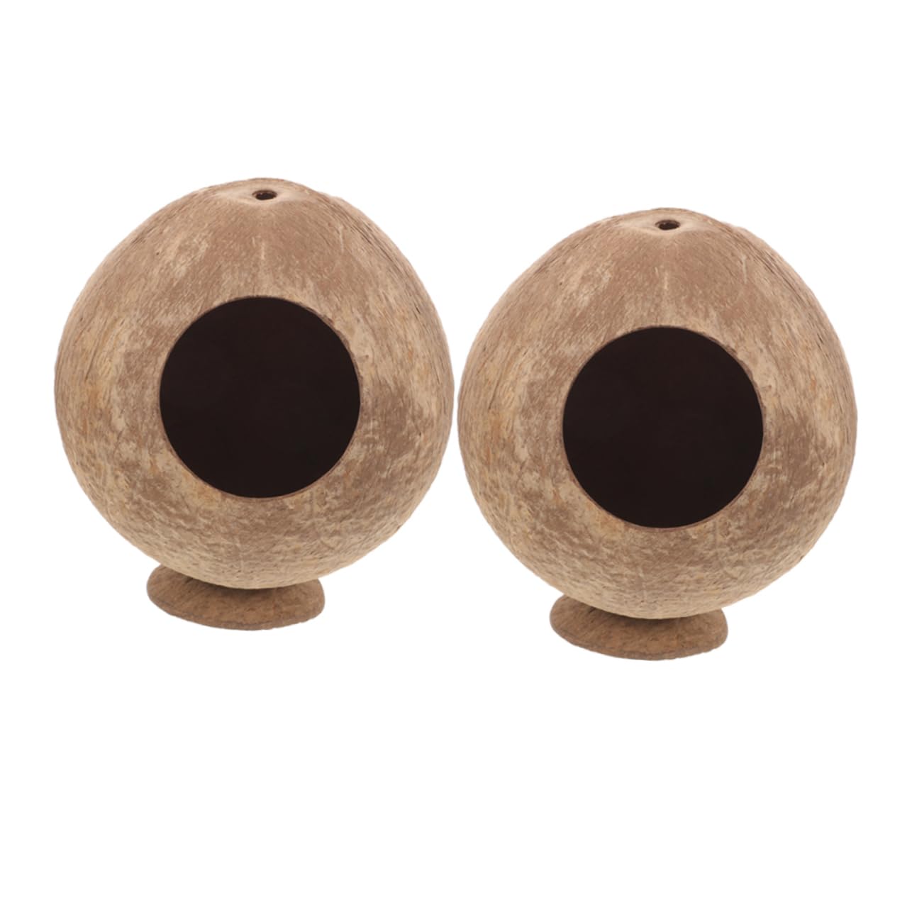 BESTonZON 2Pcs Small Animal Coconut Hideout Hut Natural Hamster Guinea Pig House Safe Sturdy Chewing Toy for Exercise Play for Dwarf Hamsters Gerbils and Mice