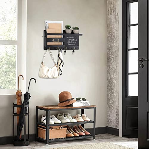Kanmart Key Hooks For Wall Decorative: Retro Key Hanger With 4 Key Holders, Mail Organizer With Mail Slot, Side Hooks, Magnetic Blackboard & Marker #TOP5
