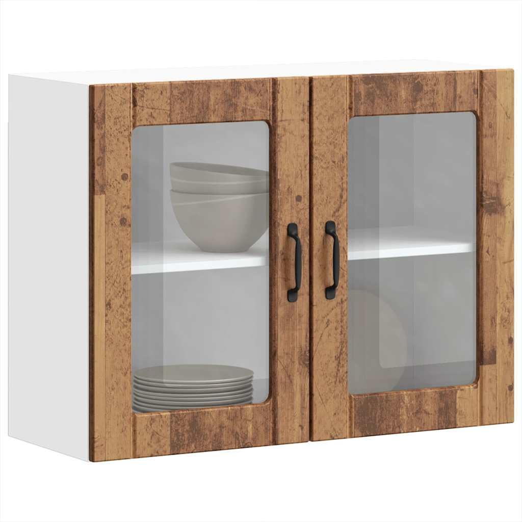 Pensile da Cucina con Anta in Vetro Legno Multistrato 80x31x60 cm