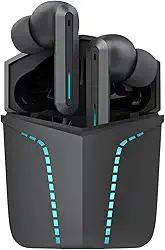 WB Fone de ouvido Bluetooth 5.1 In-ear sem fio Gamer Sentinel TWS Preto com luzes de LED, modo jogo, som 360° e Super Bass, 20 horas de bateria, proteção IPX4 e controle sensível ao toque