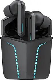 WB Fone de ouvido Bluetooth 5.1 In-ear sem fio Gamer Sentinel TWS Preto com luzes de LED, modo jogo, som 360° e Super Bass, 20 horas de bateria, proteção IPX4 e controle sensível ao toque