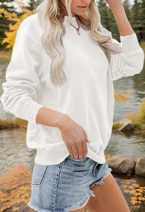 Sudadera casual de manga larga para mujer, cuello redondo, ajuste relajado — view 2