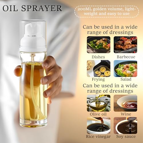 2 Pack Oil Sprayer Dispenser,Glass Cooking Oil Sprayer Dispenser Oil spray bottle Vinegar Sprayer for Kitchen Refillable Gadgets Accessories Widely Used for Air Fryer Baking Grilling - Image 6