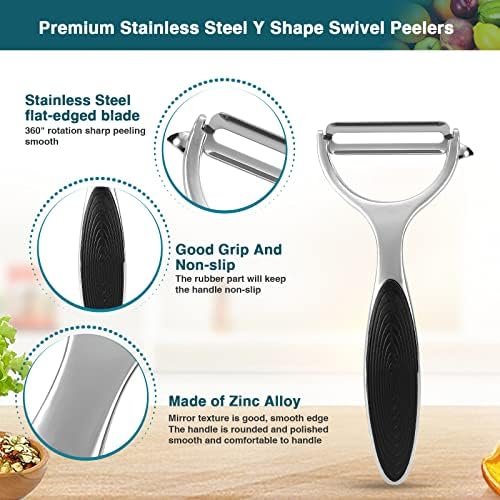 Allinone-Kitchen Potato Peeler Vegetable Peeler,Premium Stainless Steel Speed Peeler Good Grips Peeler Y Peeler Rotatable Multifunctional Peelers for Kitchen Vegetables Fruits(Silver/Black)