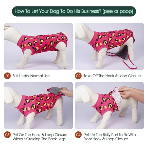 Image of Kuoser Dog Recovery Suit for Dogs After Surgery,Professional Surgical Onesie for Female Male Dogs Spay Neuter,Soft Dog Surgery Suit Bodysuit for Abdominal Wounds Skin Disease,Rose XL