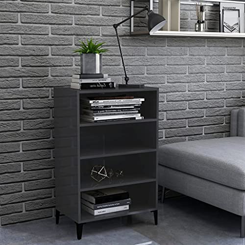 CKioict Buffet gris brillant - Commode pour salon - 57 x 35 x 90 cm - Matériau dérivé du bois