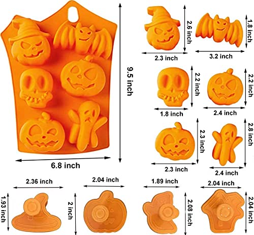 Happy Fox 6-Hole 3D Halloween Bat, Ghost Skull Pumpkin Silicone Cake Dessert Chocolate Biscuit Mould, Ice Tray Mould (6 Types) - Image 2