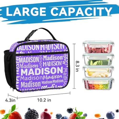 Personalized Backpacks Lunch Box Set, Custom Name Backpacks Purple 5