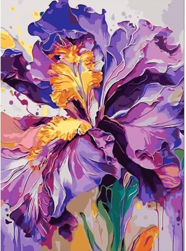 Flowers Paint by Numbers Kit for Adults Beginner Canvas Painting Set with Acrylic Paints and Brushes Easy Paint by Number for Home Wall Decoration 16x20 Inch
