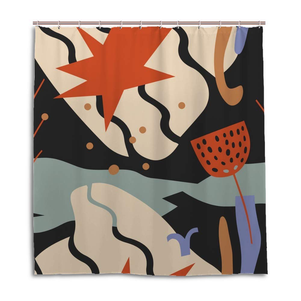 Rideau de douche pour salle de bain colorée motif aquarelle lavable