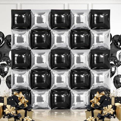 Globos Rosa Brillante y Rosa, 25 Globo Cuadrados de Aluminio, Doble Cara Globo Cuadrados, Telón Fondo Pared Globos Cuadrados, para Cumpleaños Bodas Decoraciones para Fiestas Temáticas (D)