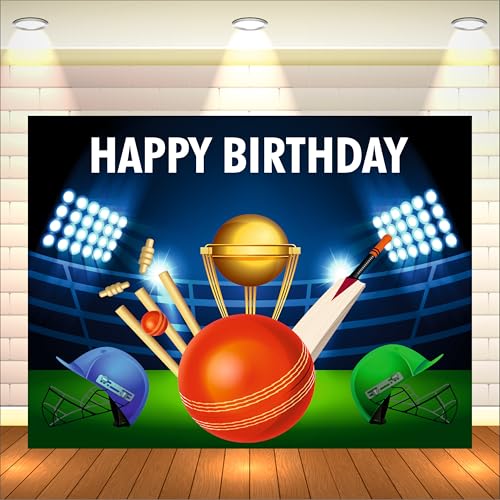 Image of Cricket Birthday Backdrop 5x4 Ft | Backdrops for Decoration | Birthday Decoration Backdrop | Banner for Kids Theme Party