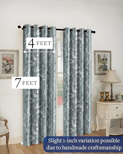 Image of Cloth Fusion Printed 100% Blackout Door Curtains 7 Feet Long Set of 2