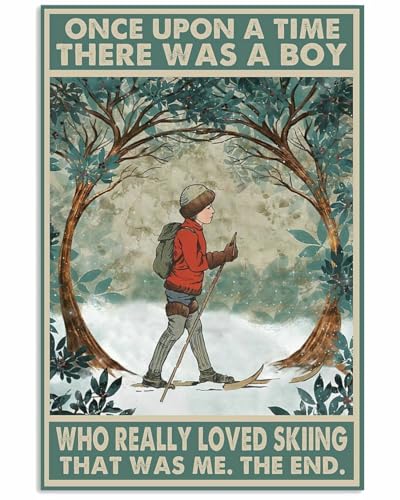 Twvvcteyc Skiing Once Upon A Time Boy Retro Metal Tin