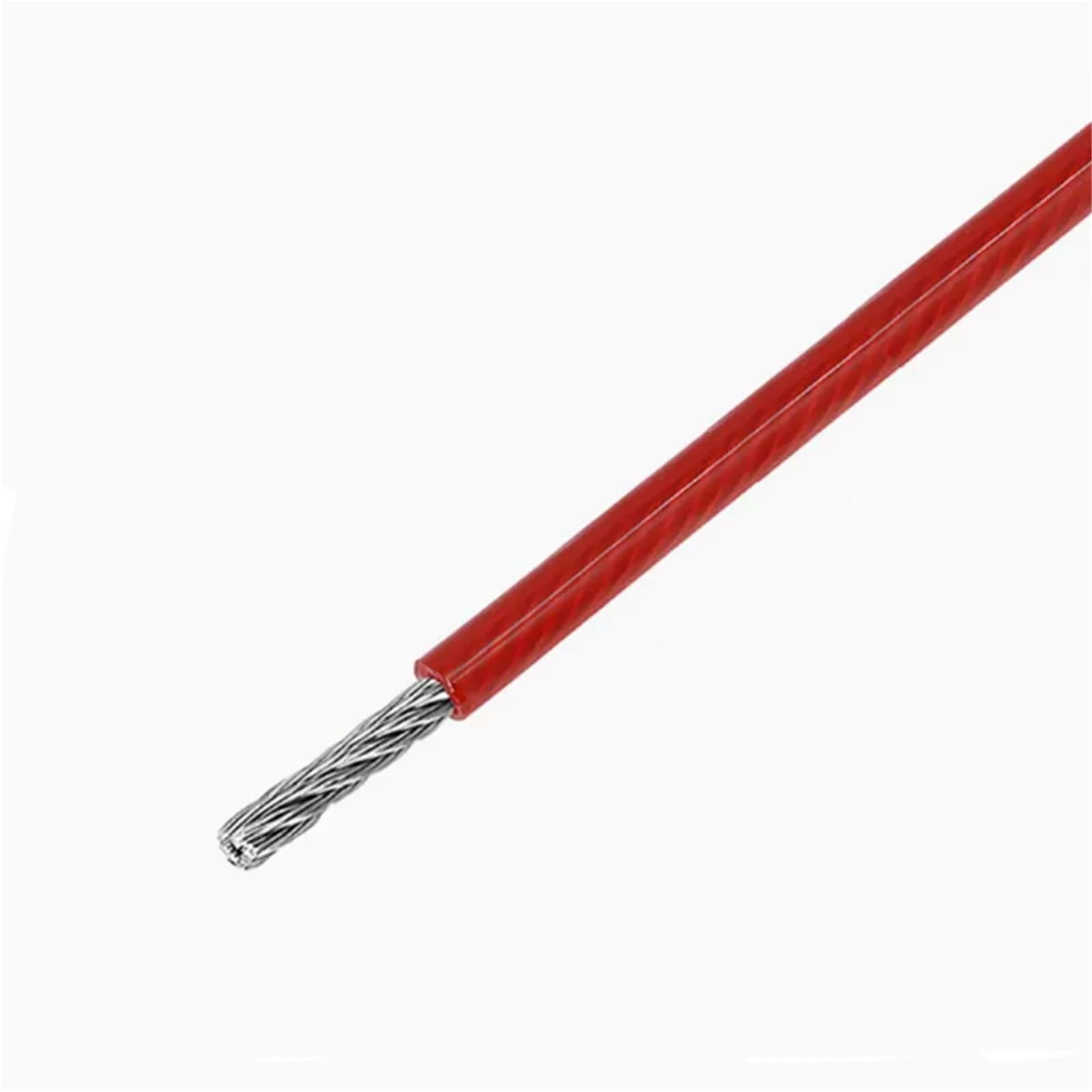 Alambre De Acero Plastificado Cable de acero inoxidable 304 recubierto plástico PVC 50,0 m(Red,3.0mm after coating)