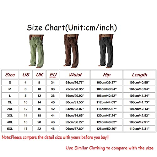 Beach Pants Men Cotton Linen Pant 2023 Casual Drawstring Lightweight Baggy Hippie Classic Fit Spring Summer Pants White Large #TOP3