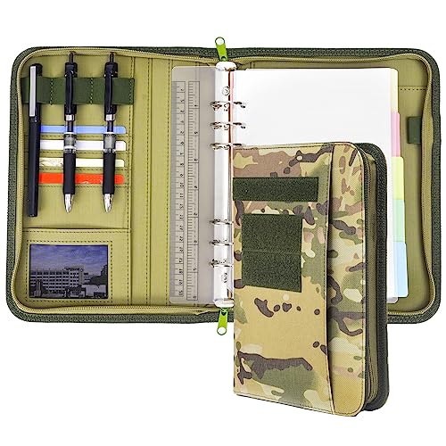Carpeta militar militar con anillas con organizador de cartera con cremallera y funda táctica para cuaderno A5, planificador pequeño OCP para hombres, organizador de carpeta de 6 anillas (multicolor)